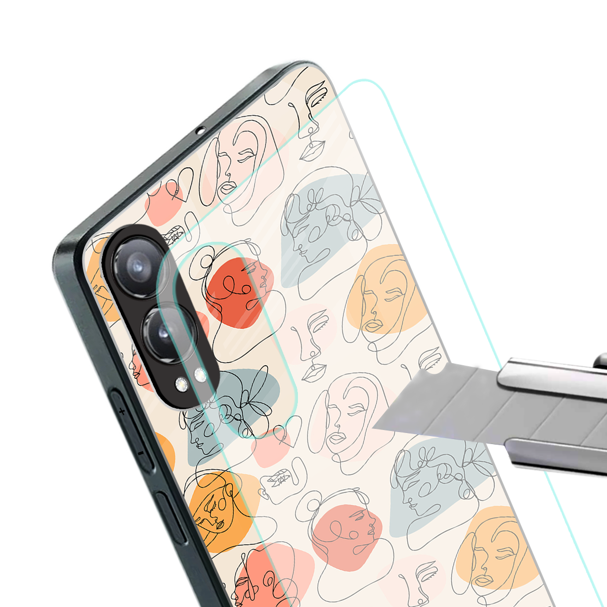 many faces yellow back phone cover | glass case for oneplus nord ce 4 lite
