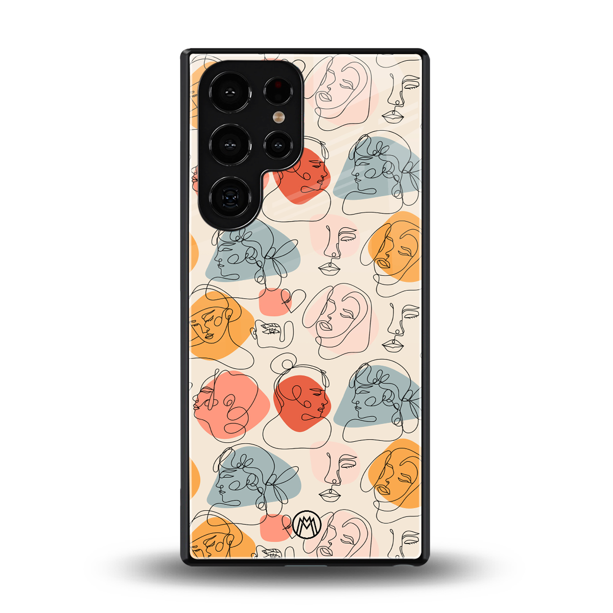 many faces yellow back phone cover | glass case for samsung galaxy s25 ultra