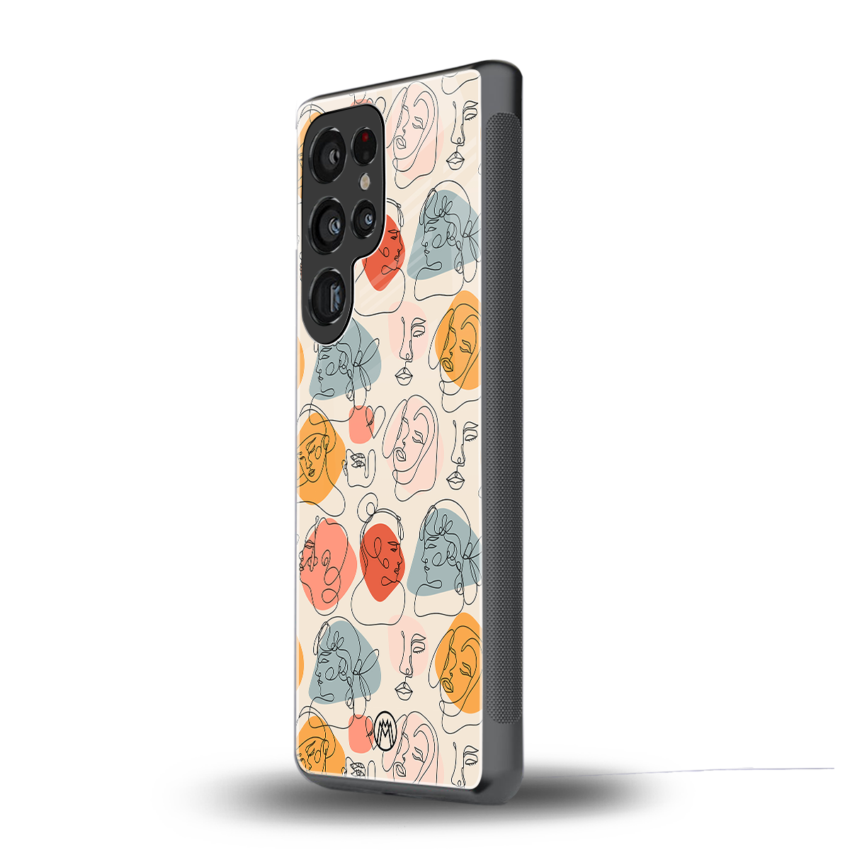 many faces yellow back phone cover | glass case for samsung galaxy s25 ultra