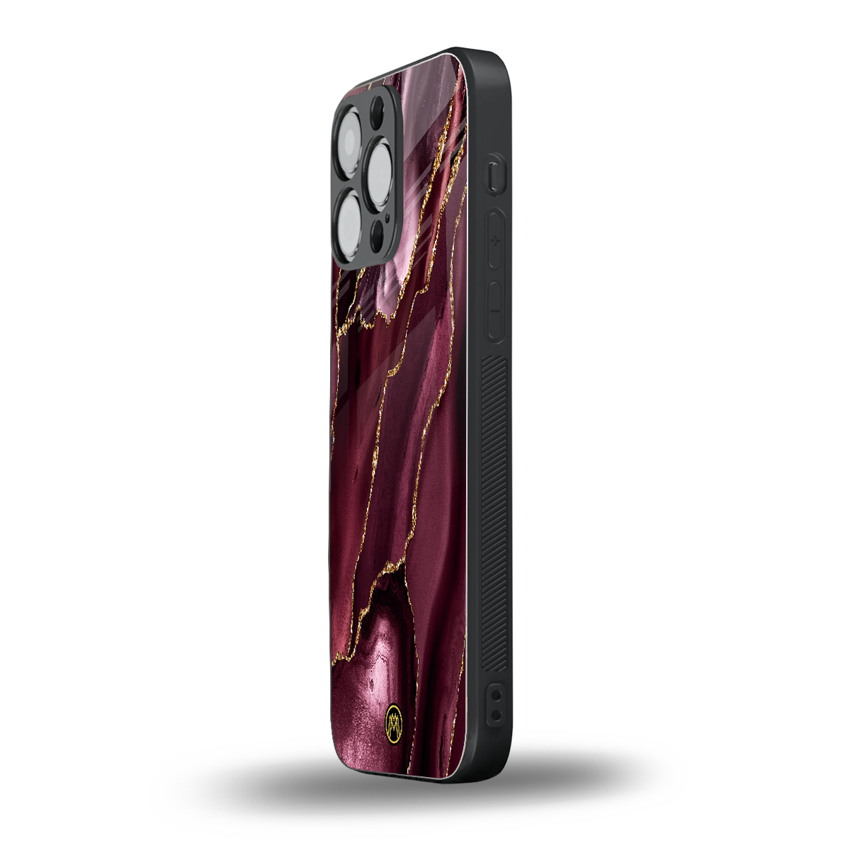 maroon liquid marble back phone cover | glass case for iphone 13 pro max