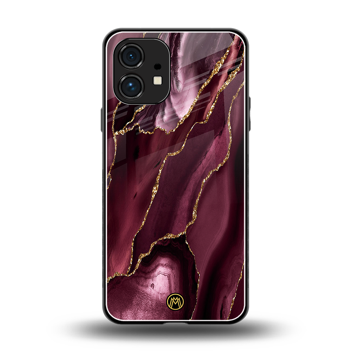 maroon liquid marble back phone cover | glass case for nothing phone 1