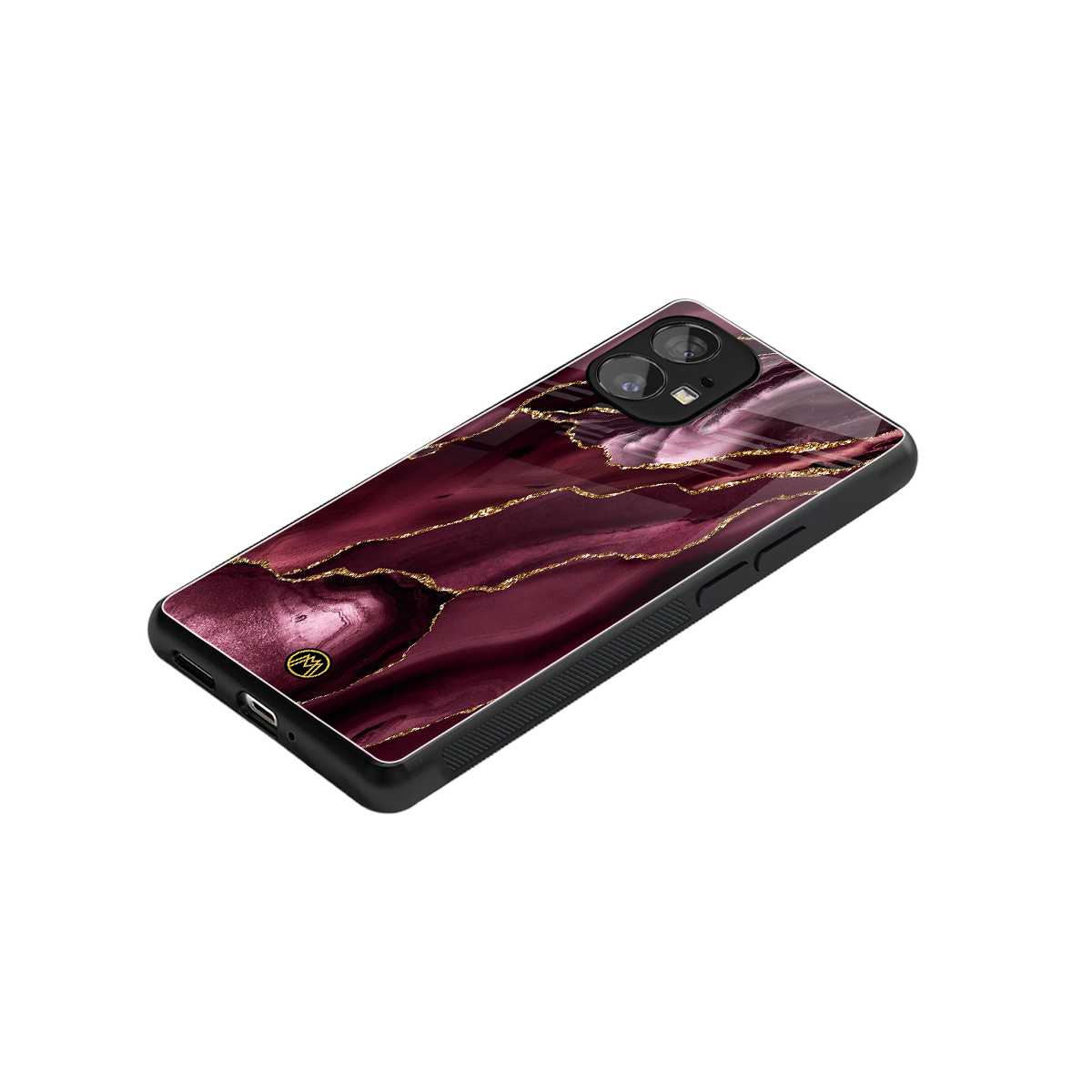 maroon liquid marble back phone cover | glass case for nothing phone 1