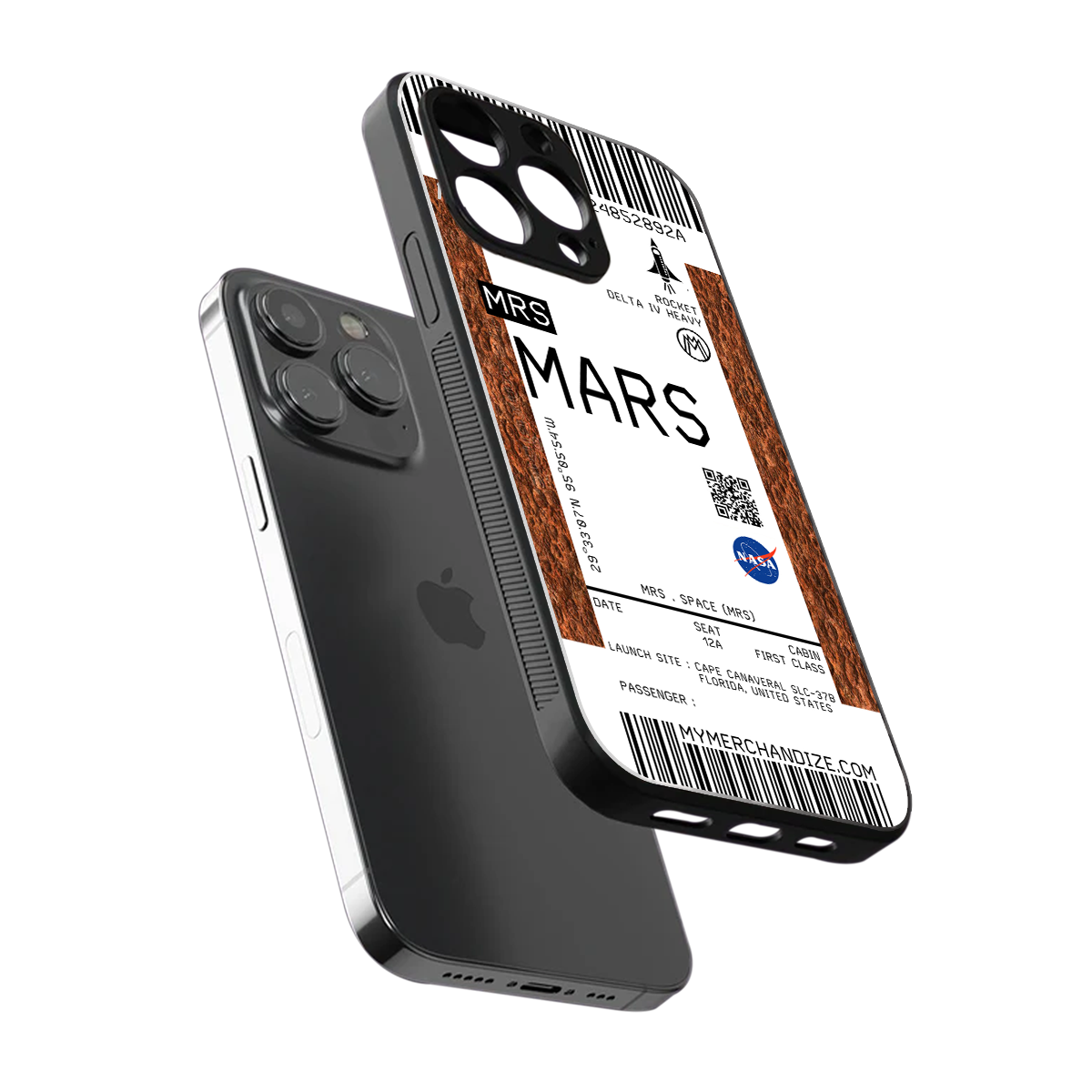 mars boarding pass ticket back phone cover | glass case for iphone 14 pro