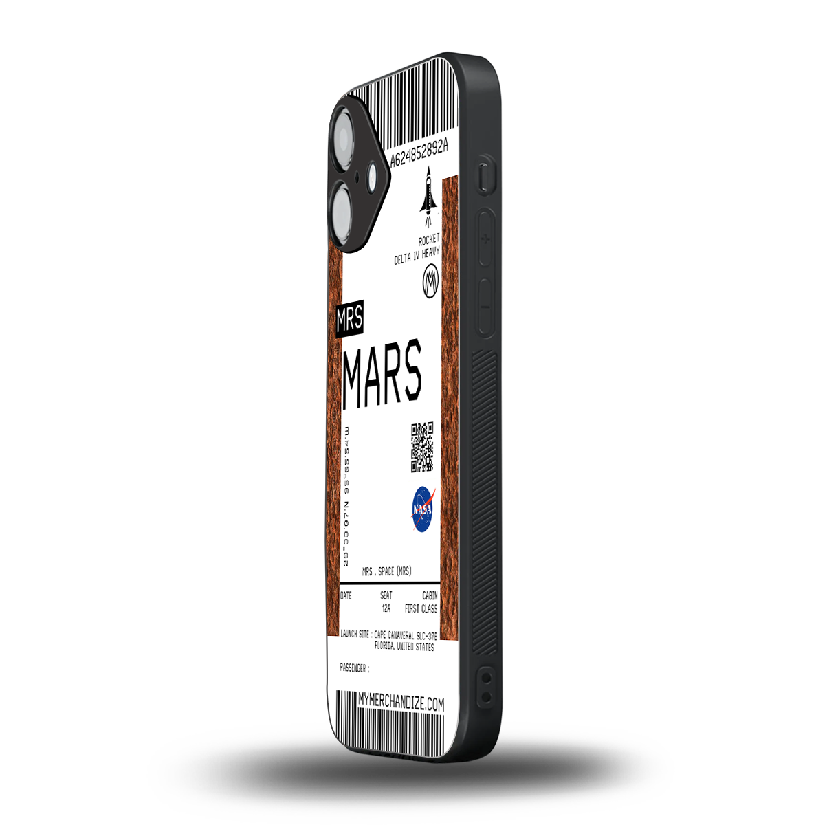 mars boarding pass ticket back phone cover | glass case for iphone 16 plus