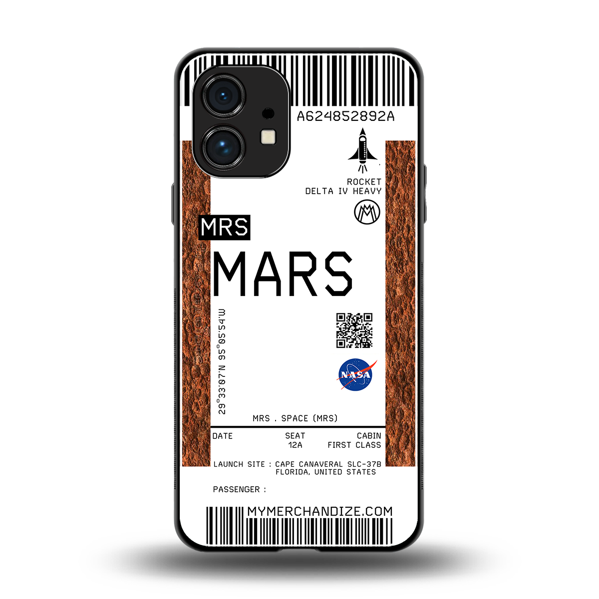 mars boarding pass ticket back phone cover | glass case for nothing phone 1