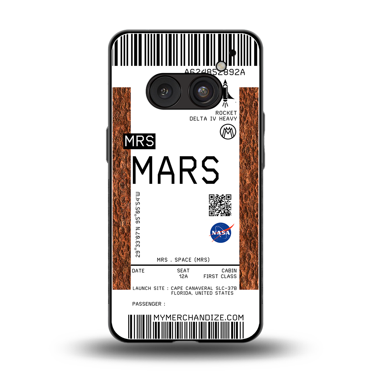 mars boarding pass ticket back phone cover | glass case for nothing phone 2a