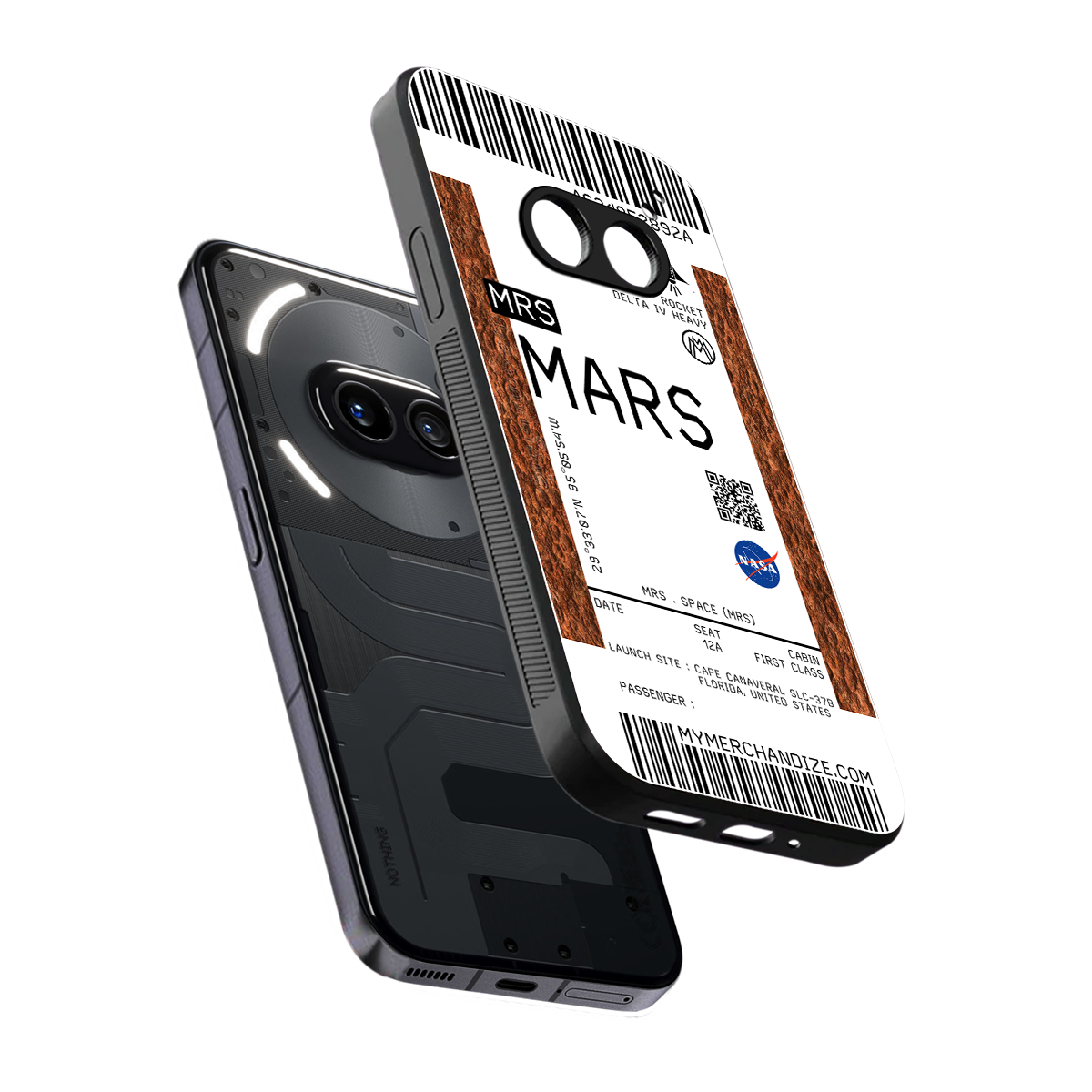 mars boarding pass ticket back phone cover | glass case for nothing phone 2a