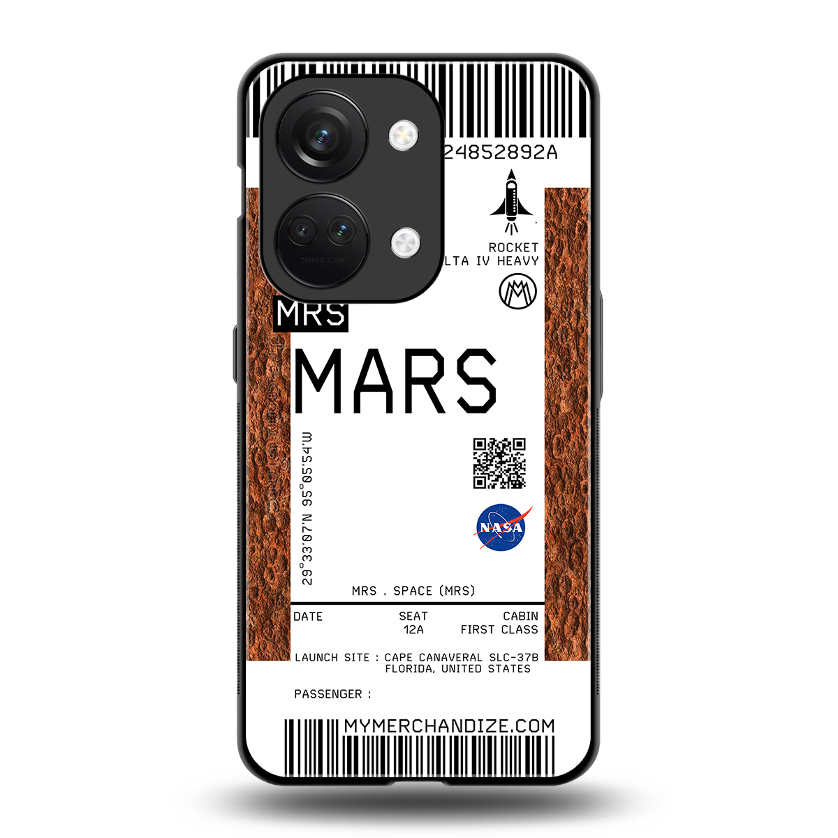 mars boarding pass ticket back phone cover | glass case for oneplus nord 3