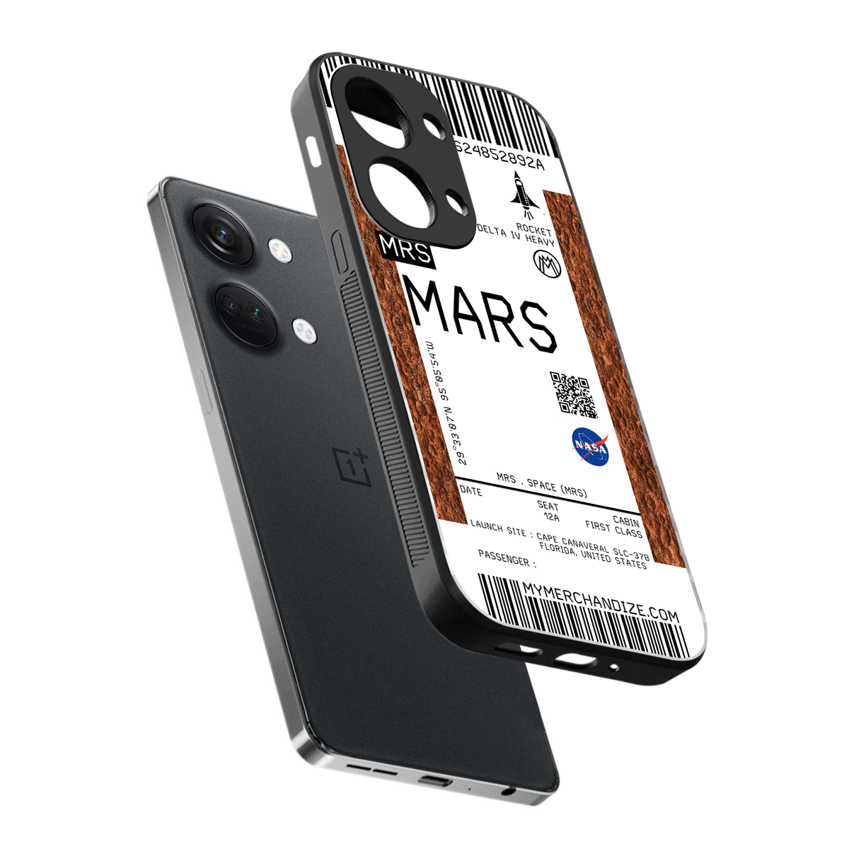 mars boarding pass ticket back phone cover | glass case for oneplus nord 3