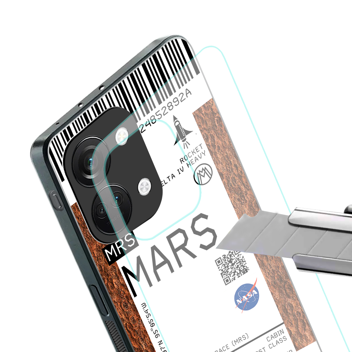 mars boarding pass ticket back phone cover | glass case for oneplus nord 3