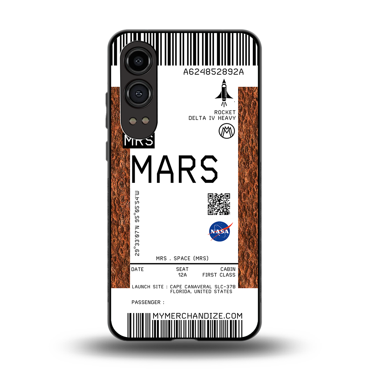mars boarding pass ticket back phone cover | glass case for oneplus nord ce 4 lite