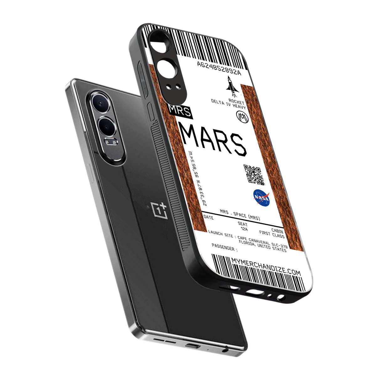 mars boarding pass ticket back phone cover | glass case for oneplus nord ce 4 lite