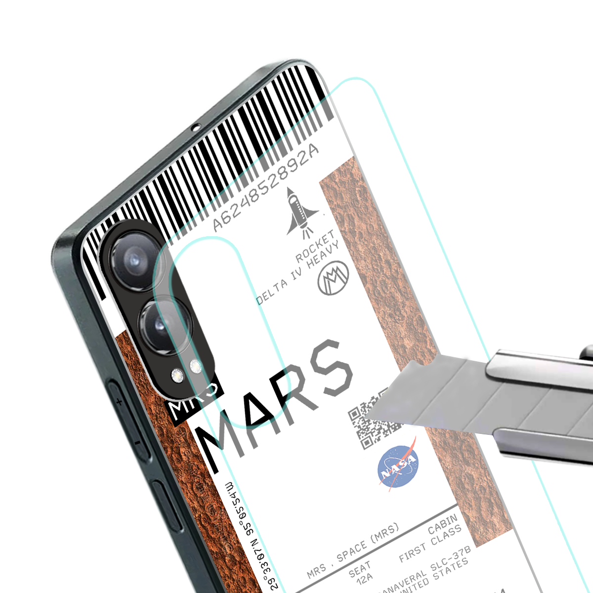 mars boarding pass ticket back phone cover | glass case for oneplus nord ce 4 lite