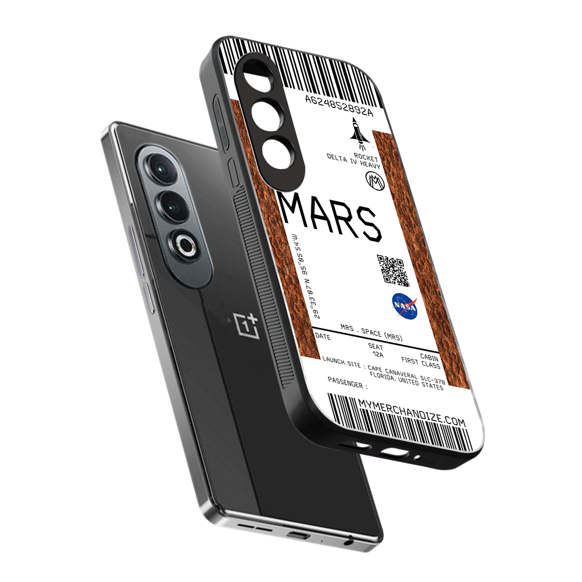 mars boarding pass ticket back phone cover | glass case for oneplus nord ce 4
