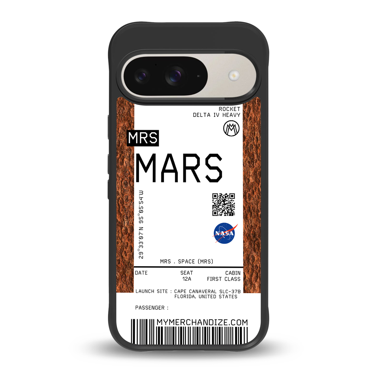 mars boarding pass ticket back phone cover | glass case for google pixel 9