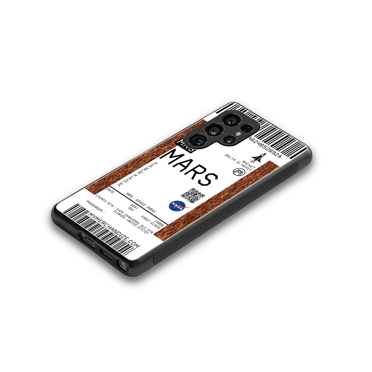 mars boarding pass ticket back phone cover | glass case for samsung galaxy s25 ultra