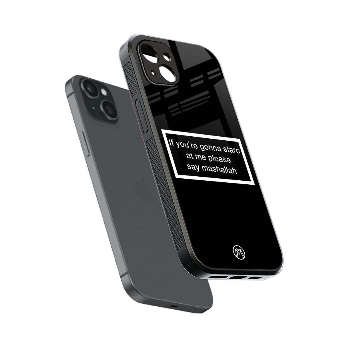 mashallah black edition back phone cover | glass case for iphone 15 plus
