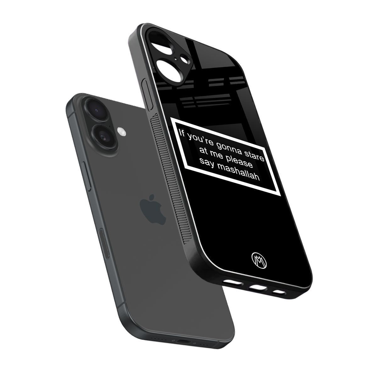 mashallah black edition back phone cover | glass case for iphone 16 plus