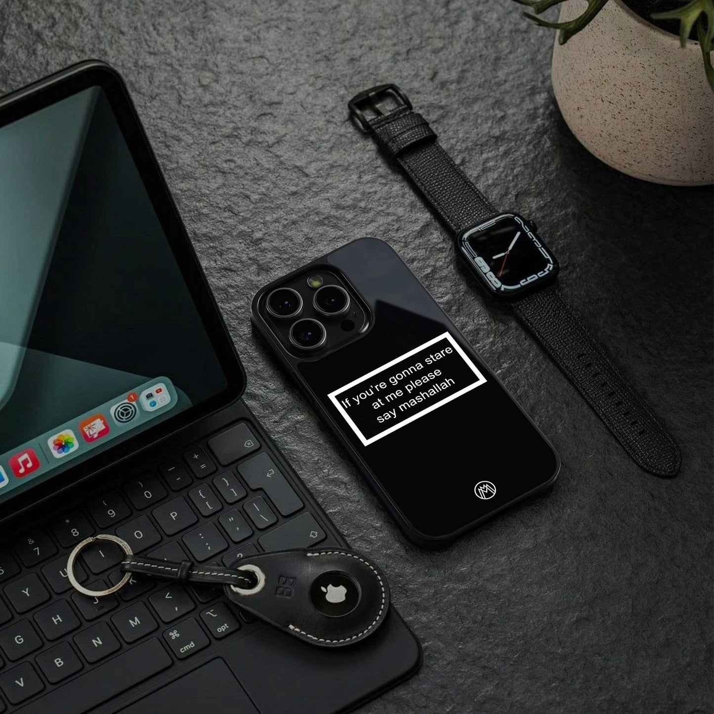 mashallah black edition back phone cover | glass case for iphone 14 pro max