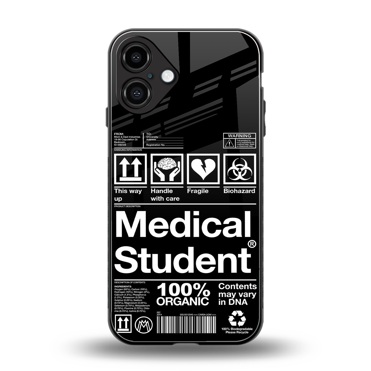 medical student back phone cover | glass case for iphone 16 plus