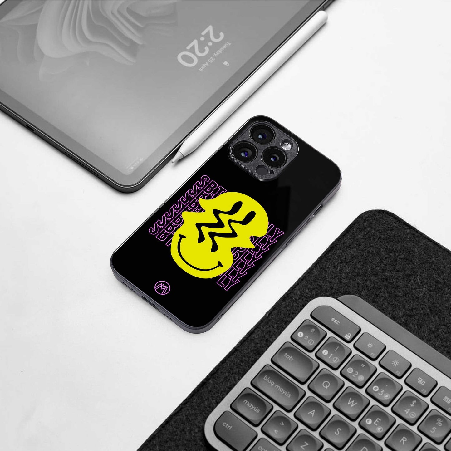 melt smile back phone cover | glass case for iphone 13 mini