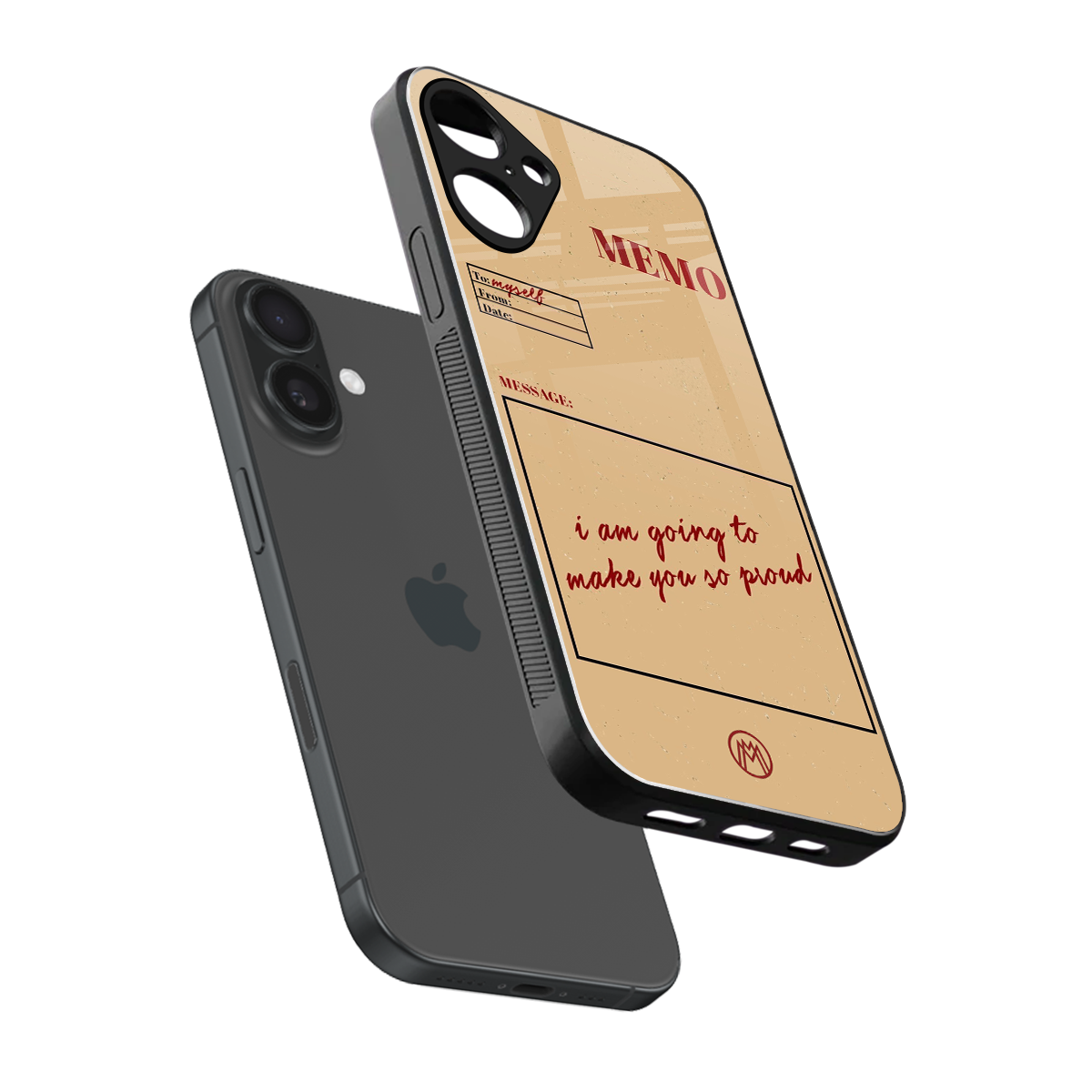 memo back phone cover | glass case for iphone 16 plus