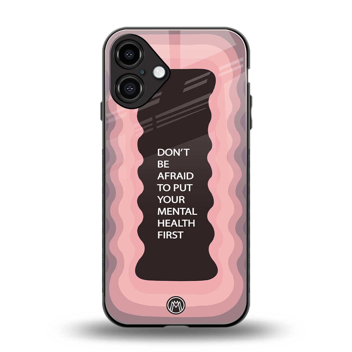 mental health first back phone cover | glass case for iphone 16 plus