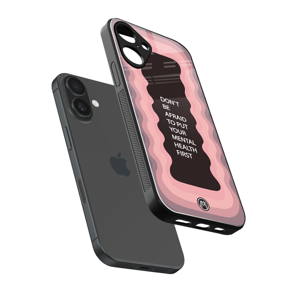 mental health first back phone cover | glass case for iphone 16 plus