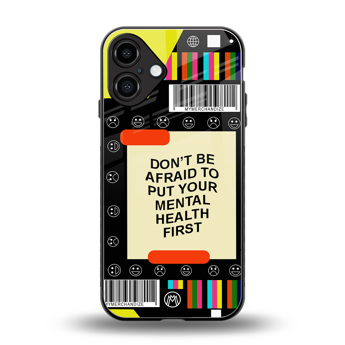 mental health back phone cover | glass case for iphone 16 plus