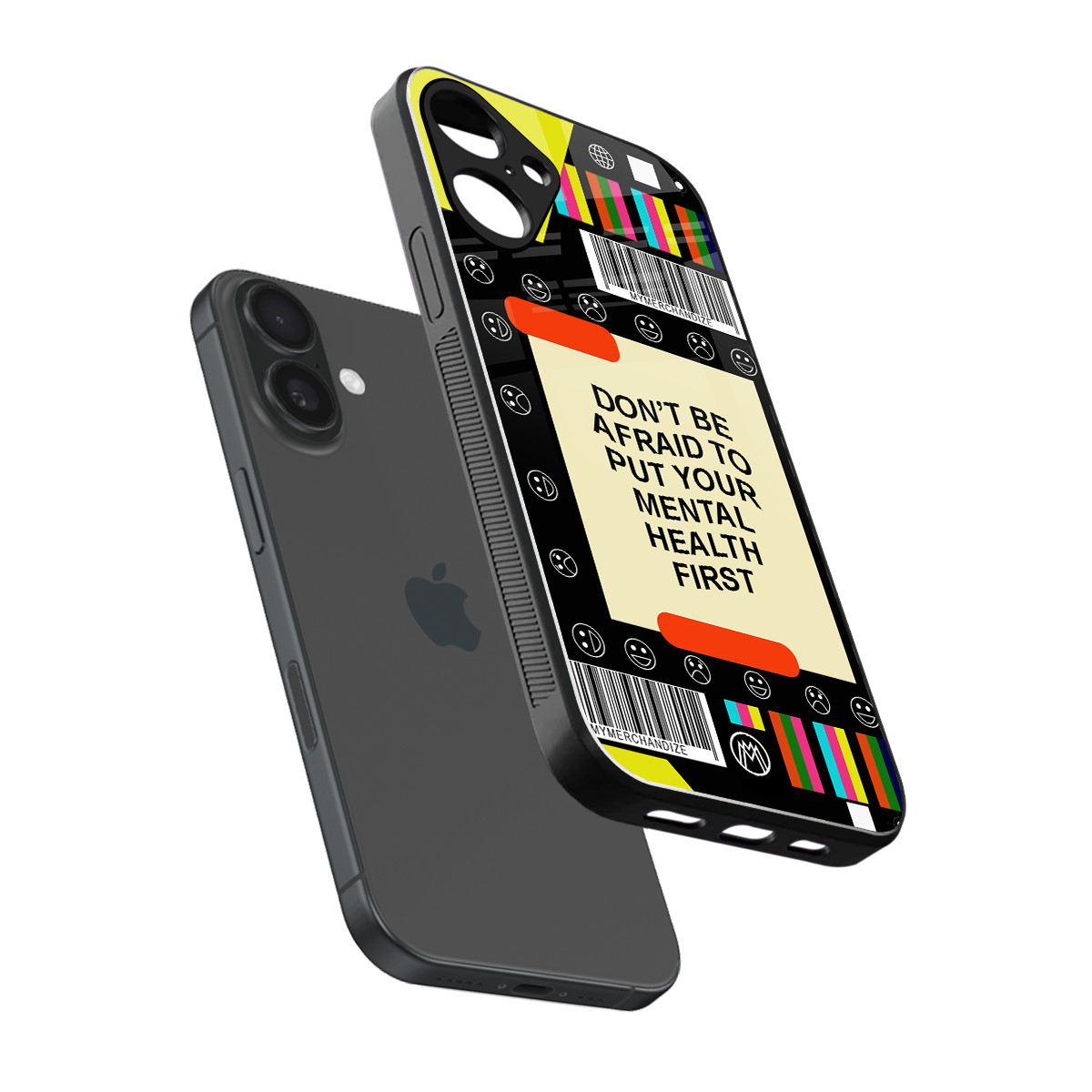 mental health back phone cover | glass case for iphone 16 plus