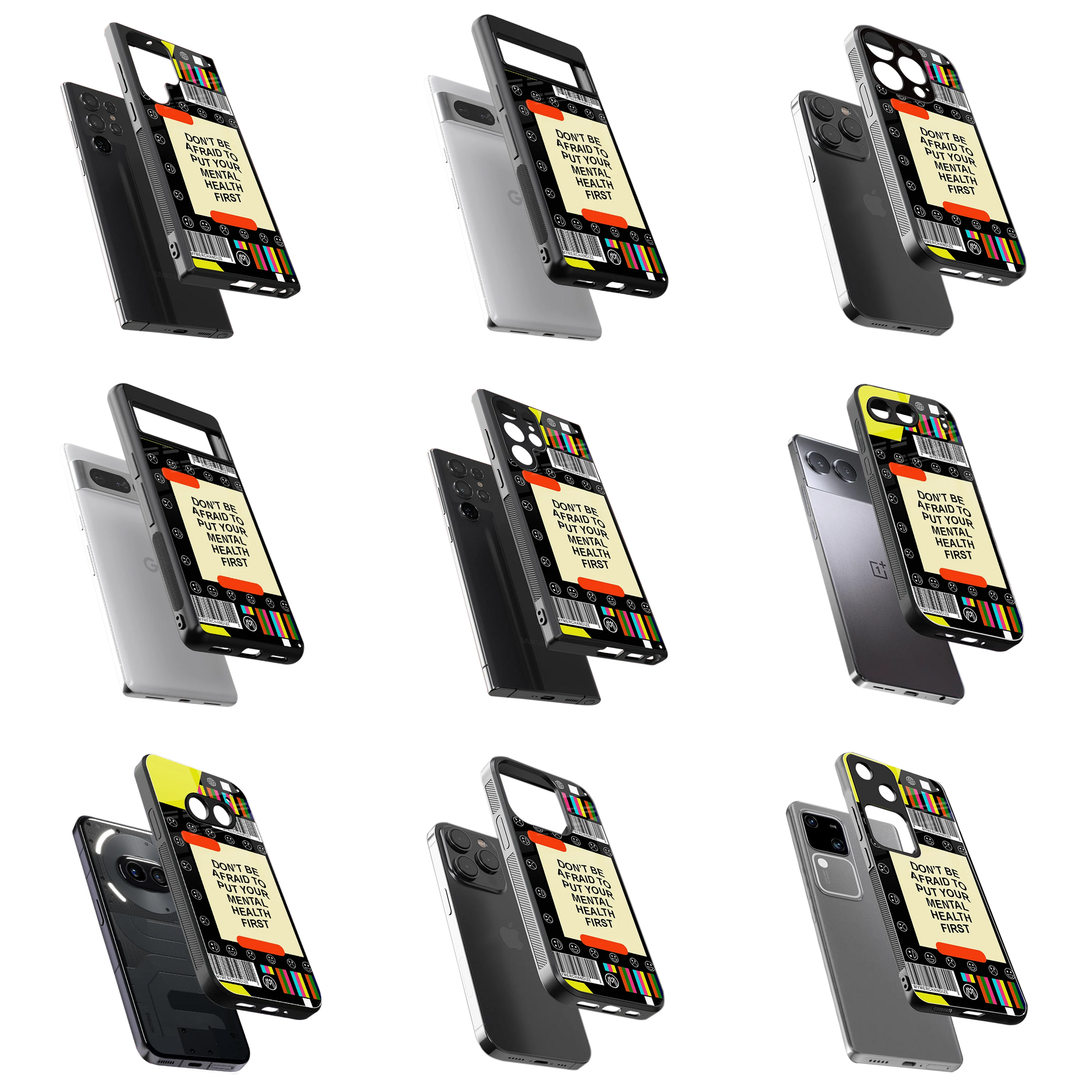 Durable Glass Back Mobile Case for iPhone, Samsung, OnePlus, Google Pixel, Redmi, Vivo, Oppo