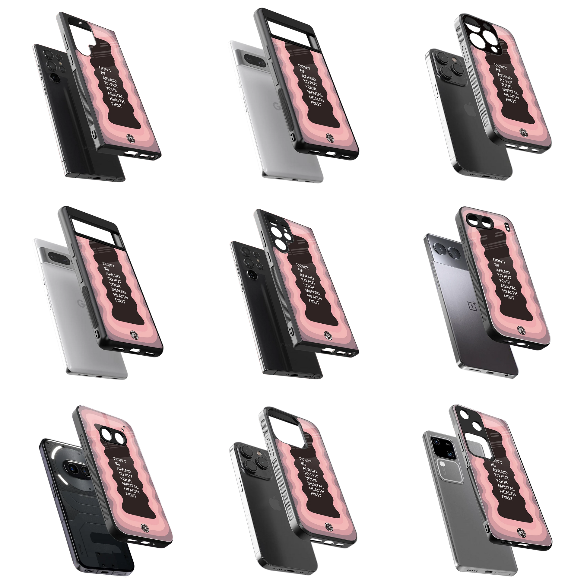 Durable Glass Back Mobile Case for iPhone, Samsung, OnePlus, Google Pixel, Redmi, Vivo, Oppo