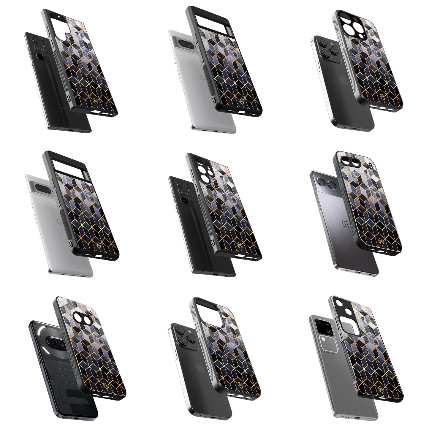 Durable Glass Back Mobile Case for iPhone, Samsung, OnePlus, Google Pixel, Redmi, Vivo, Oppo