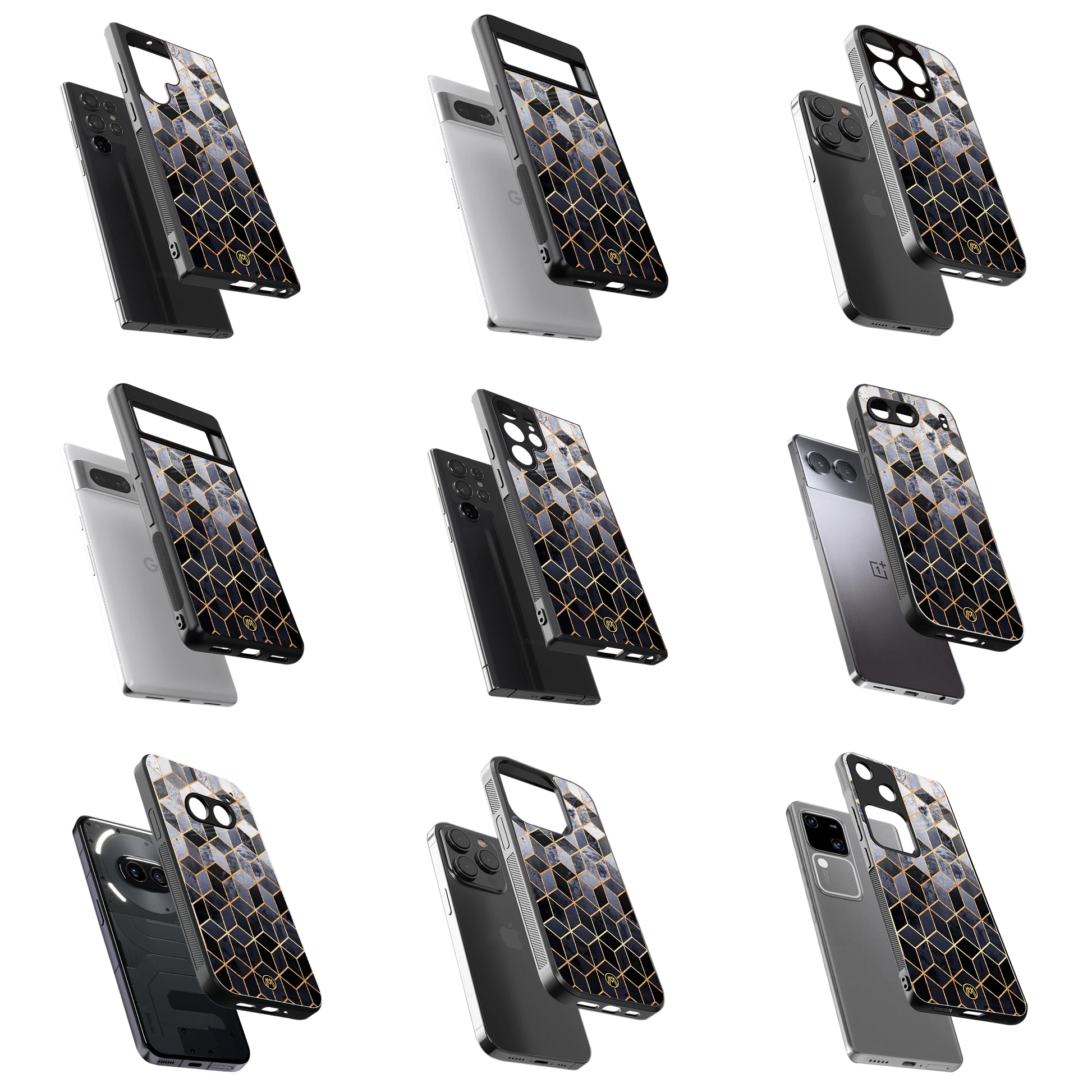Durable Glass Back Mobile Case for iPhone, Samsung, OnePlus, Google Pixel, Redmi, Vivo, Oppo