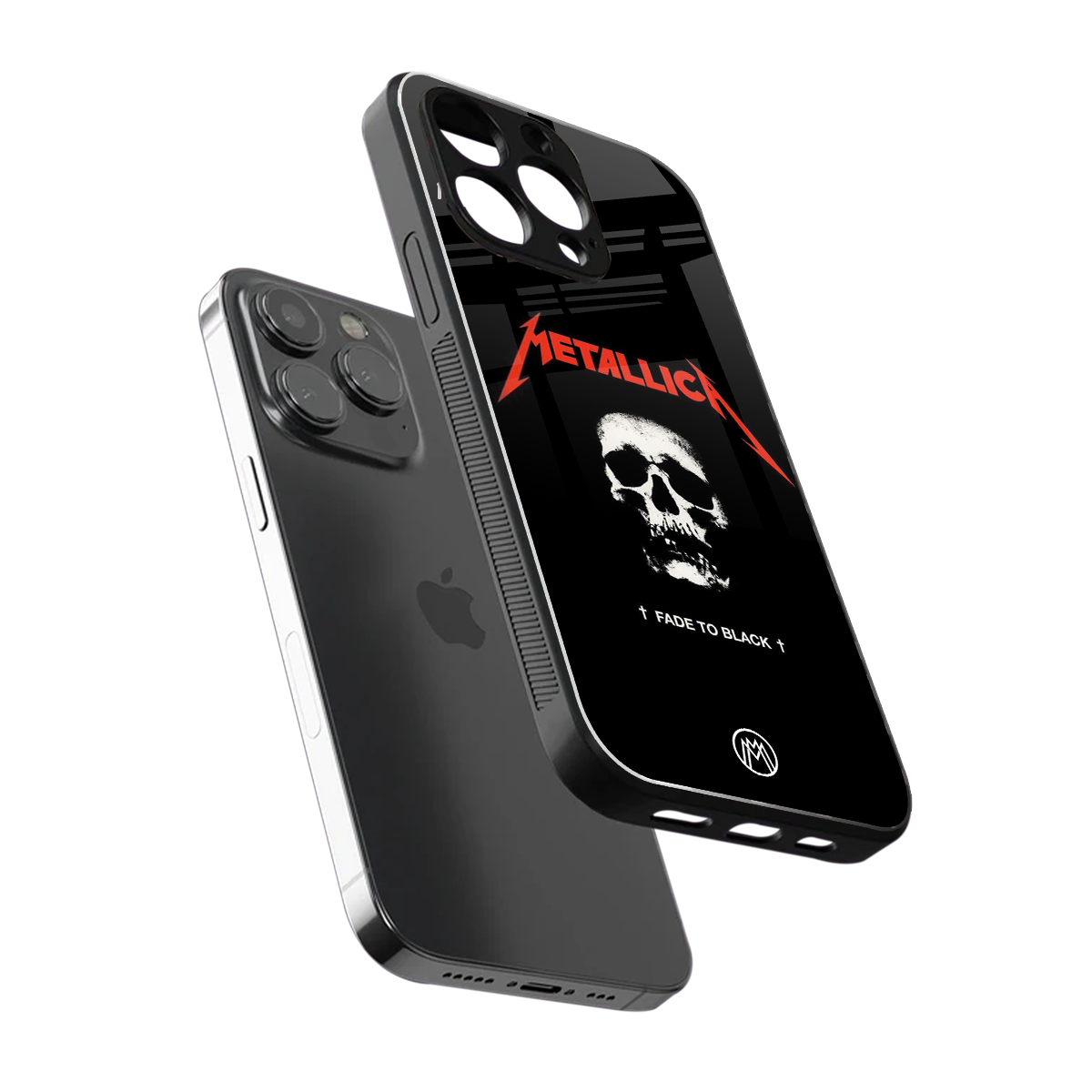 metallica black back phone cover | glass case for iphone 14 pro max