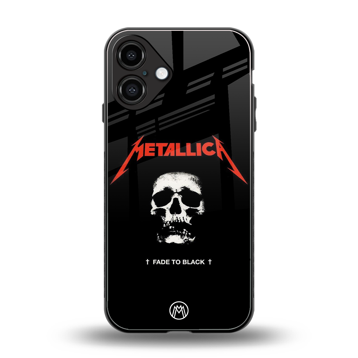 metallica black back phone cover | glass case for iphone 16 plus