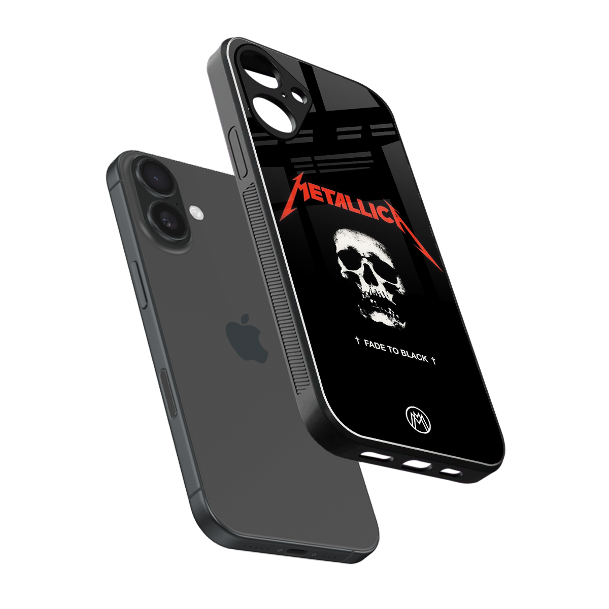 metallica black back phone cover | glass case for iphone 16 plus