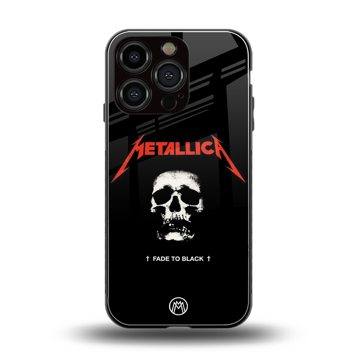 metallica black back phone cover | glass case for iphone 16 pro