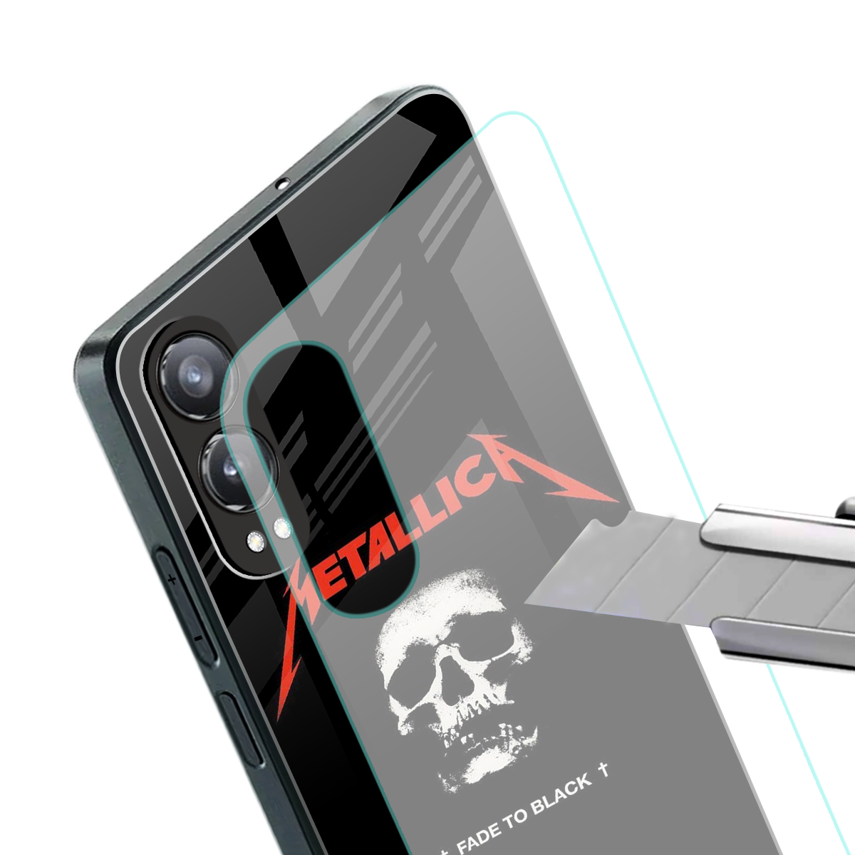 metallica black back phone cover | glass case for oneplus nord ce 4 lite