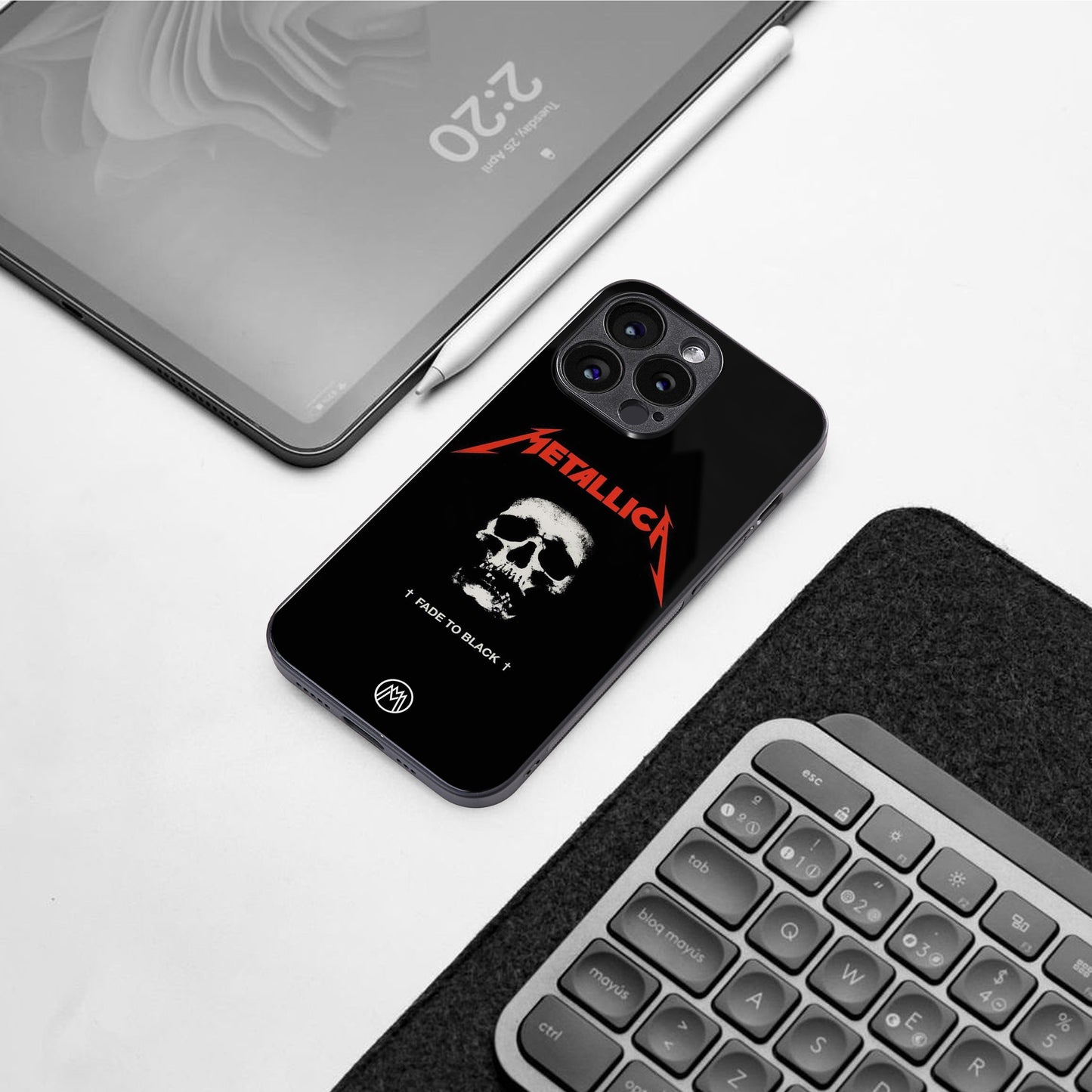 metallica black back phone cover | glass case for iphone 16