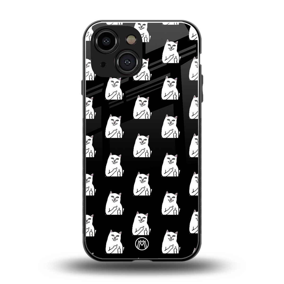 middle finger cat meme back phone cover | glass case for iphone 13 mini