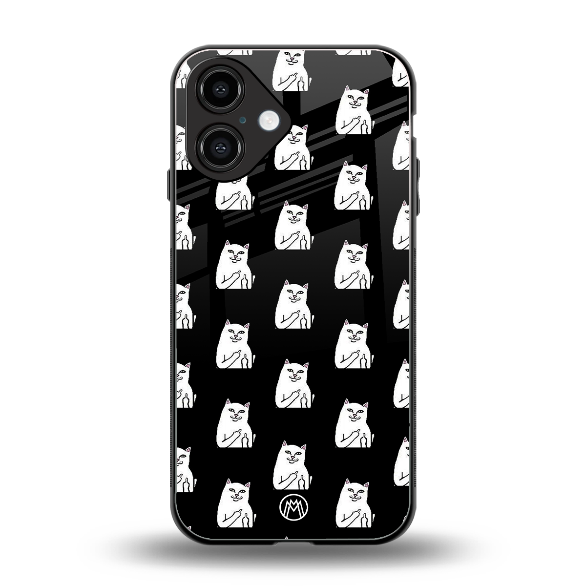 middle finger cat meme back phone cover | glass case for iphone 16