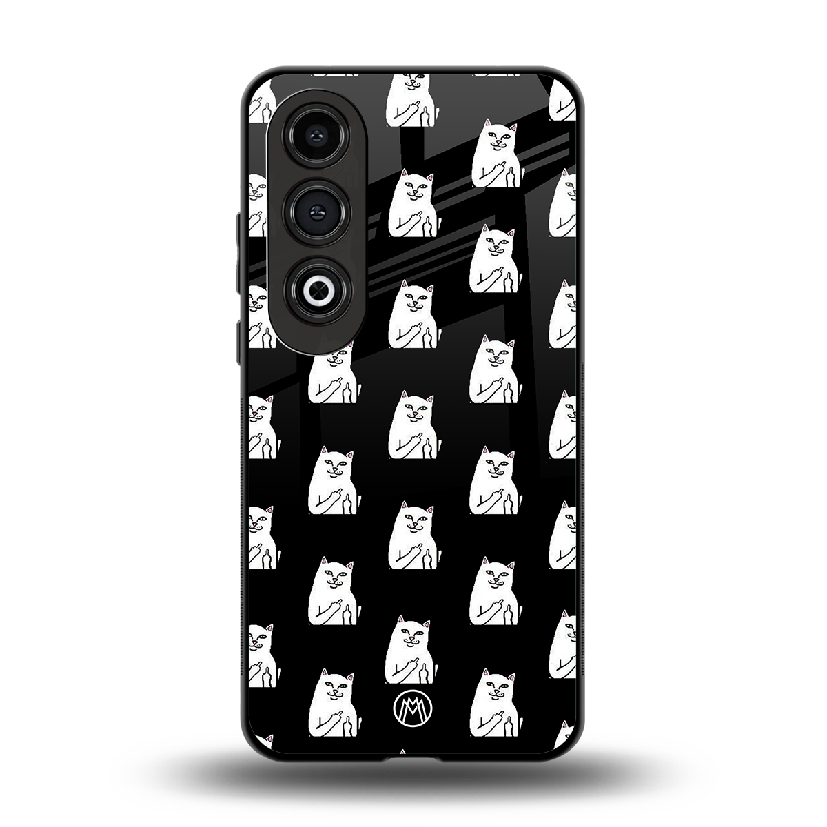 middle finger cat meme back phone cover | glass case for oneplus nord ce 4