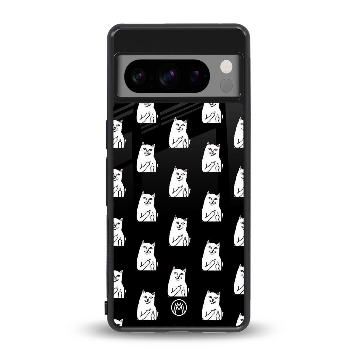 middle finger cat meme back phone cover | glass case for google pixel 8 pro