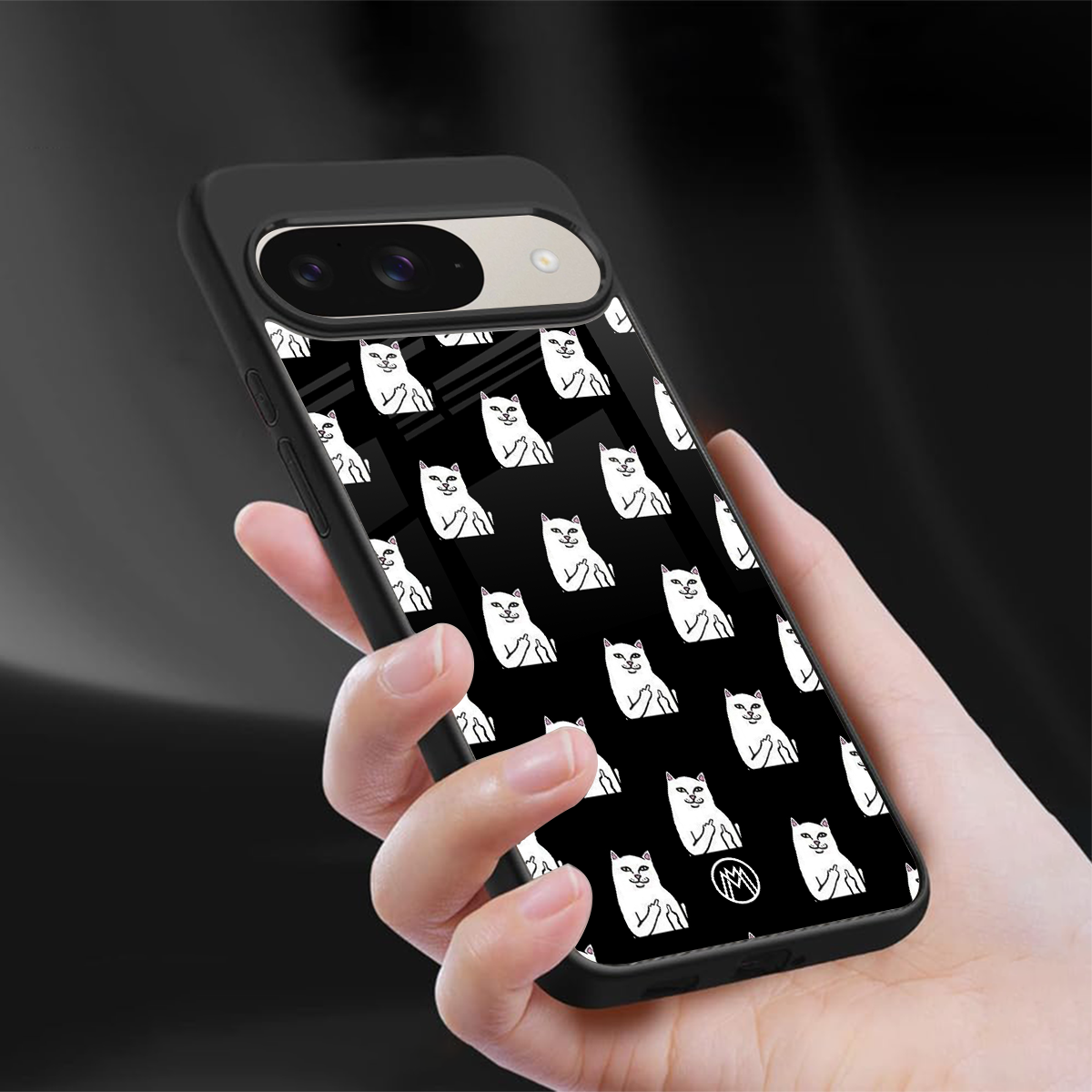 middle finger cat meme back phone cover | glass case for google pixel 9