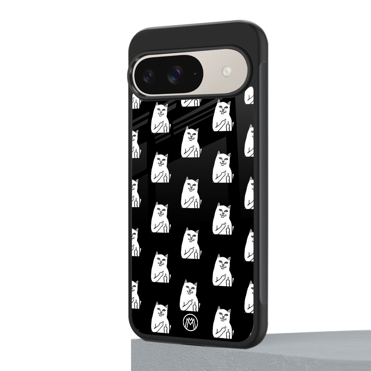 middle finger cat meme back phone cover | glass case for google pixel 9