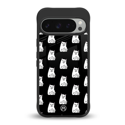 middle finger cat meme back phone cover | glass case for google pixel 9 pro