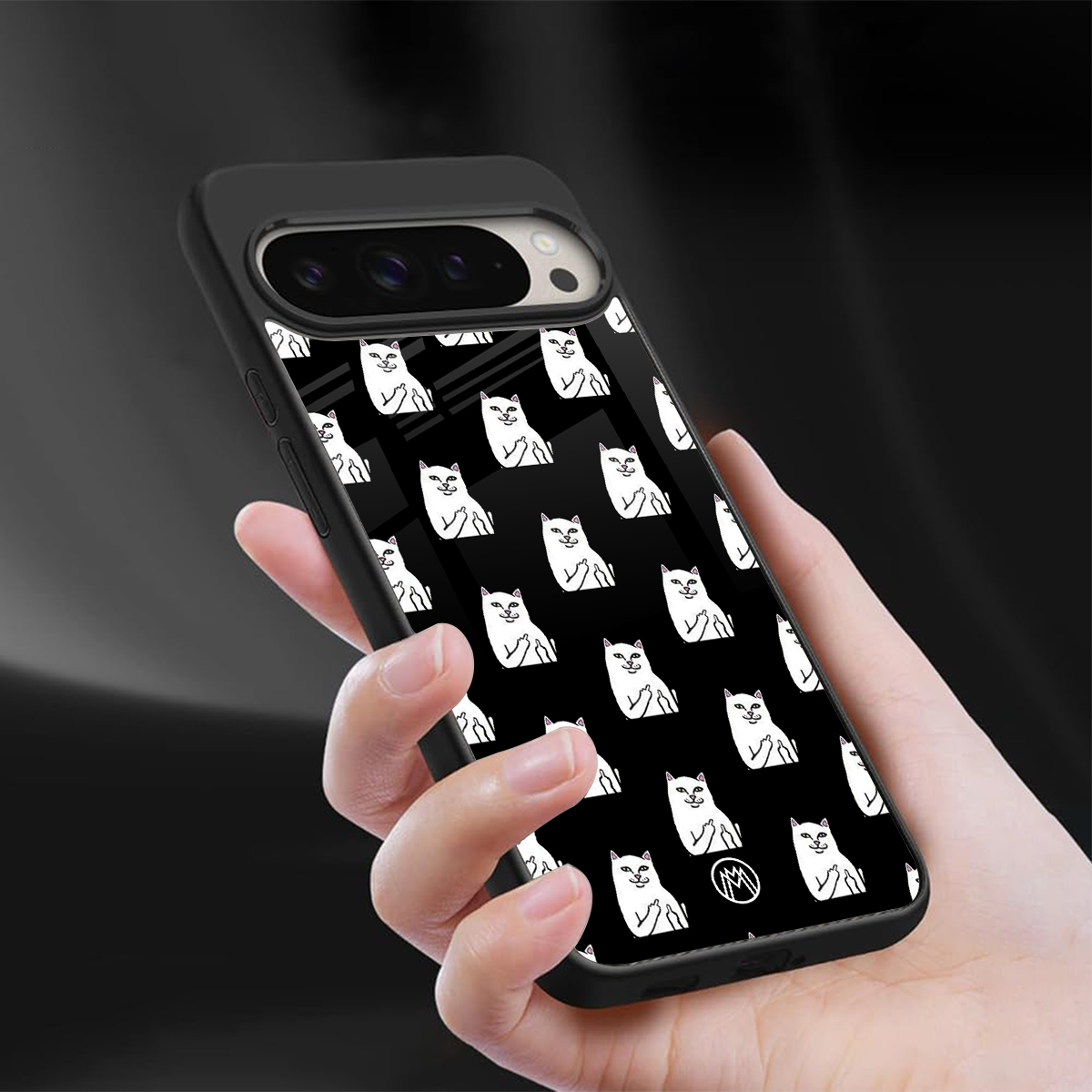 middle finger cat meme back phone cover | glass case for google pixel 9 pro