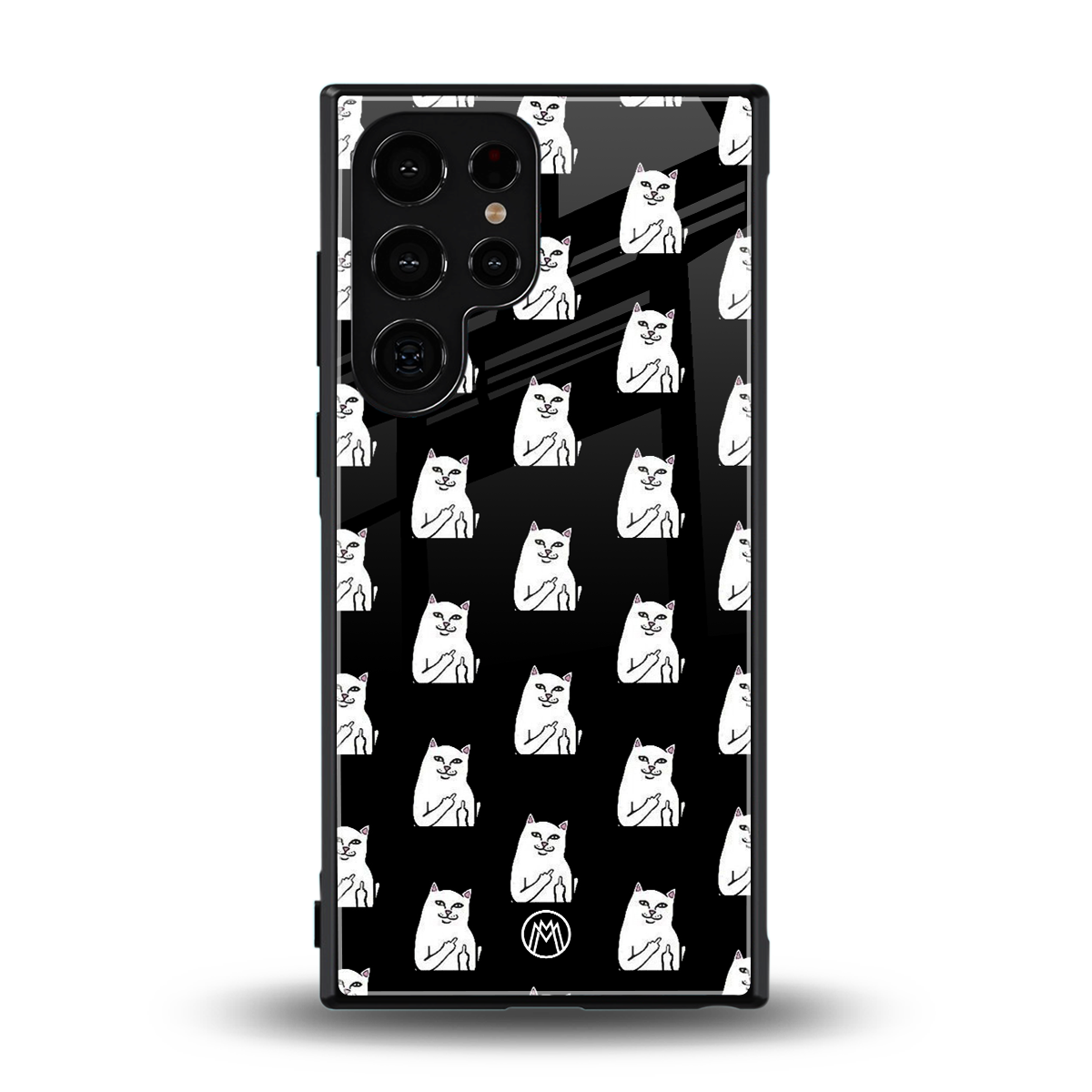 middle finger cat meme back phone cover | glass case for samsung galaxy s24 ultra
