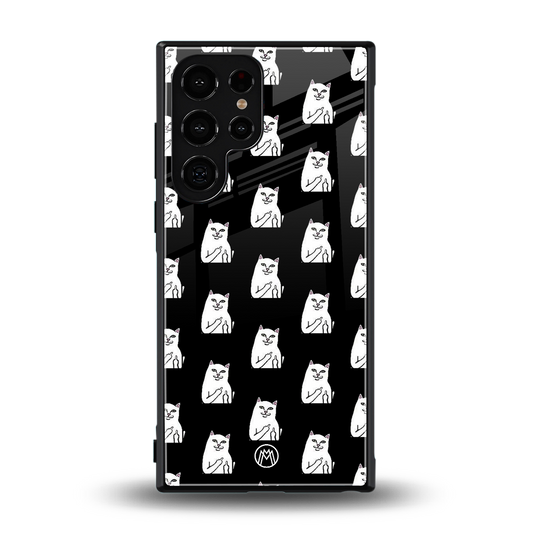 middle finger cat meme back phone cover | glass case for samsung galaxy s24 ultra